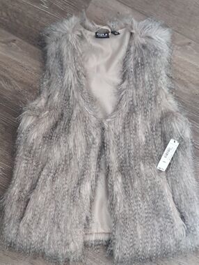 Allen B. By Allen Schwartz Taupe Faux Fur Vest